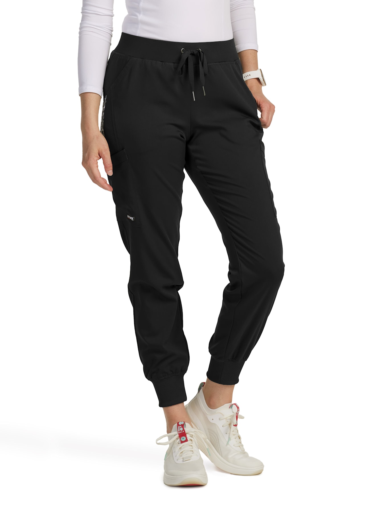 Mona 5-Pocket Elastic Waistband Cargo Animal Print Panel Jogger 