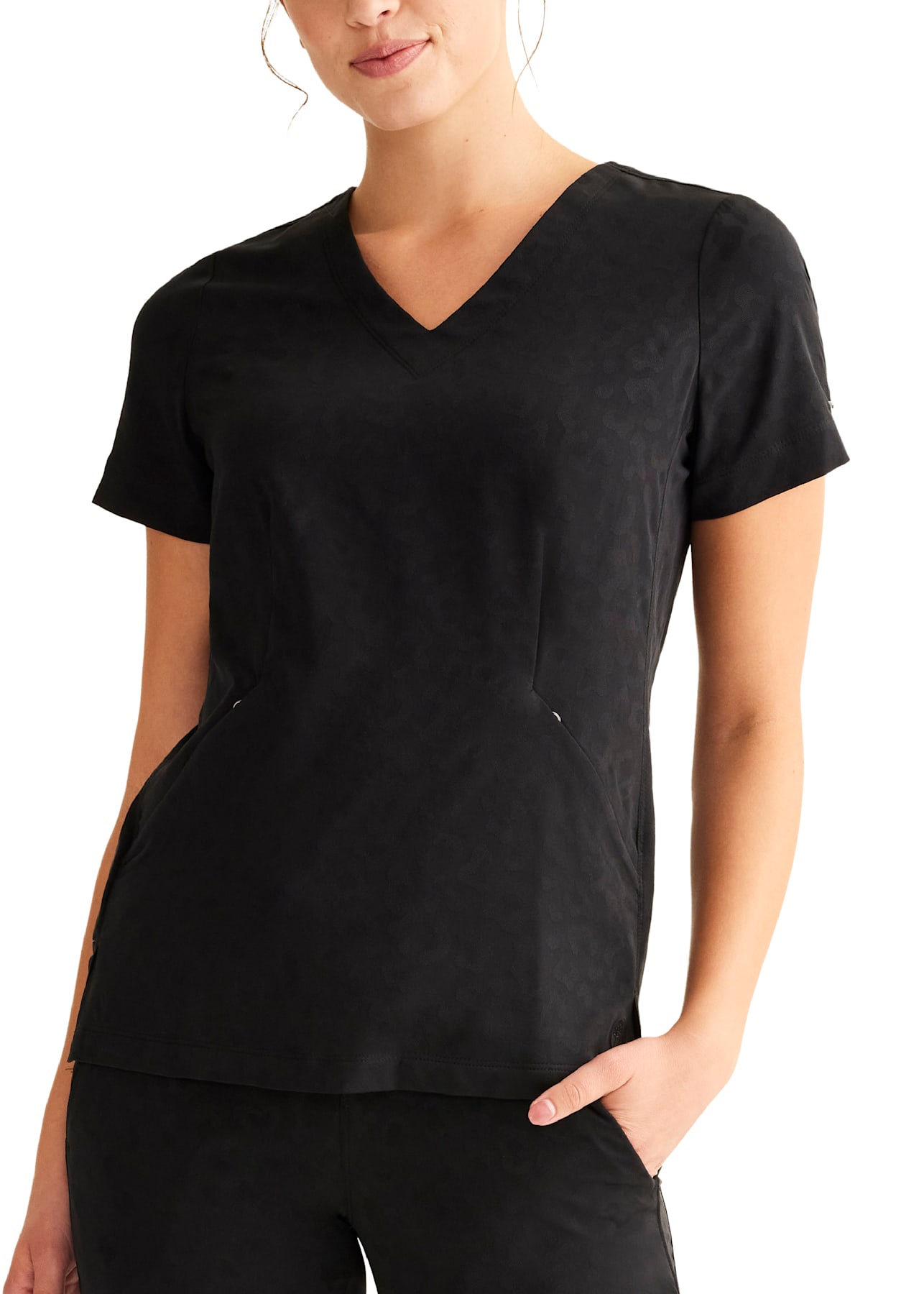 Leopard Jacquard Joli 2Pocket VNeck Top Scrubs & Beyond