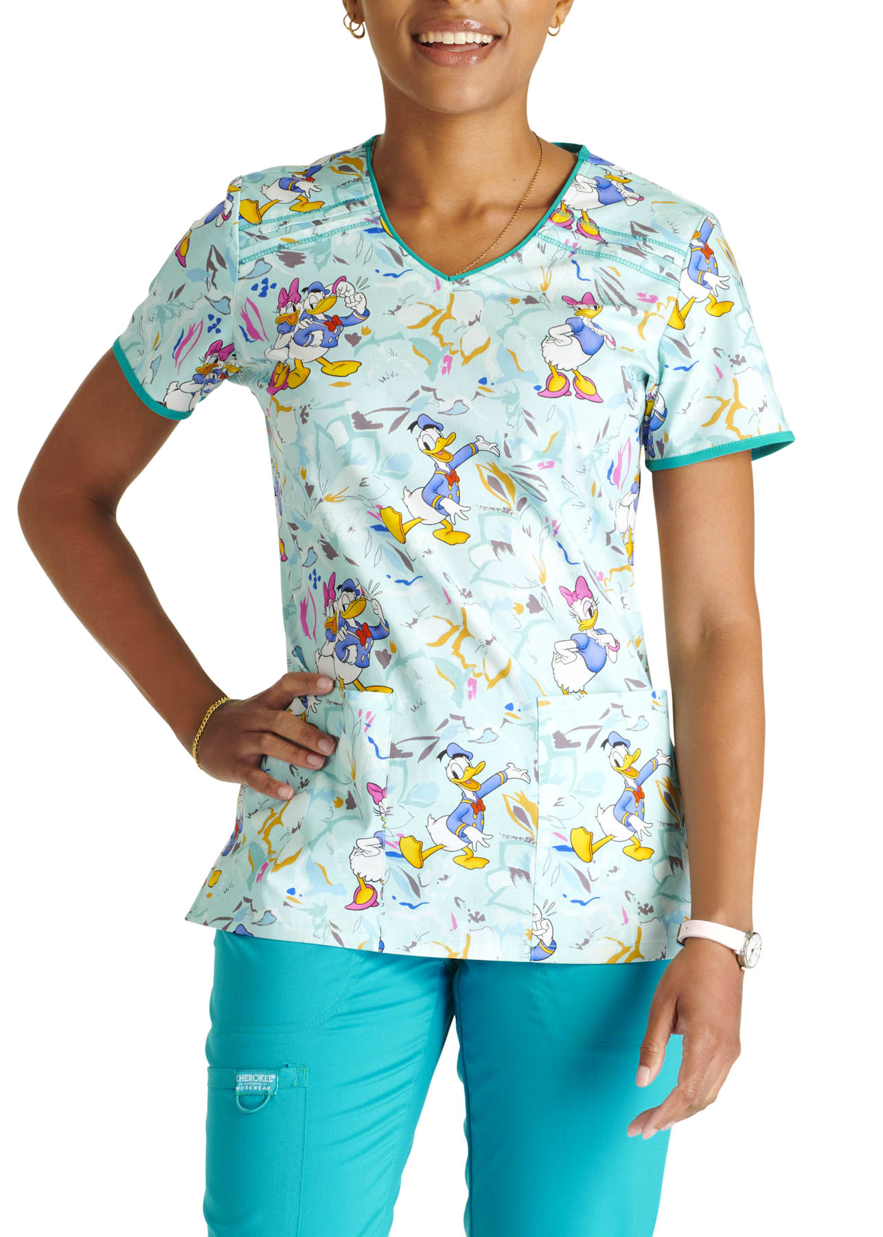 Garden Stroll V-Neck Print Top | Scrubs & Beyond