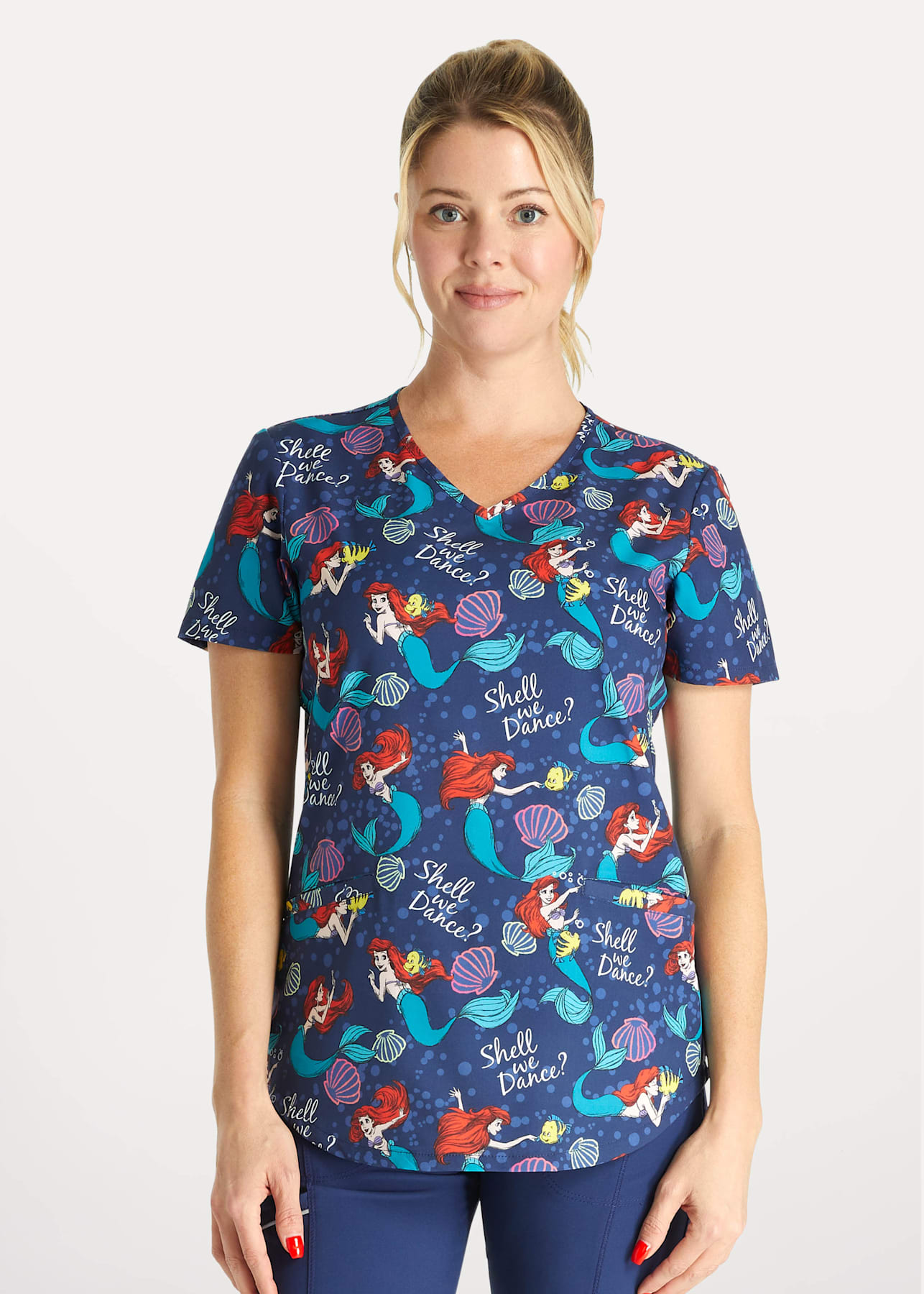 Shell We Dance VNeck Print Scrub Top Scrubs & Beyond