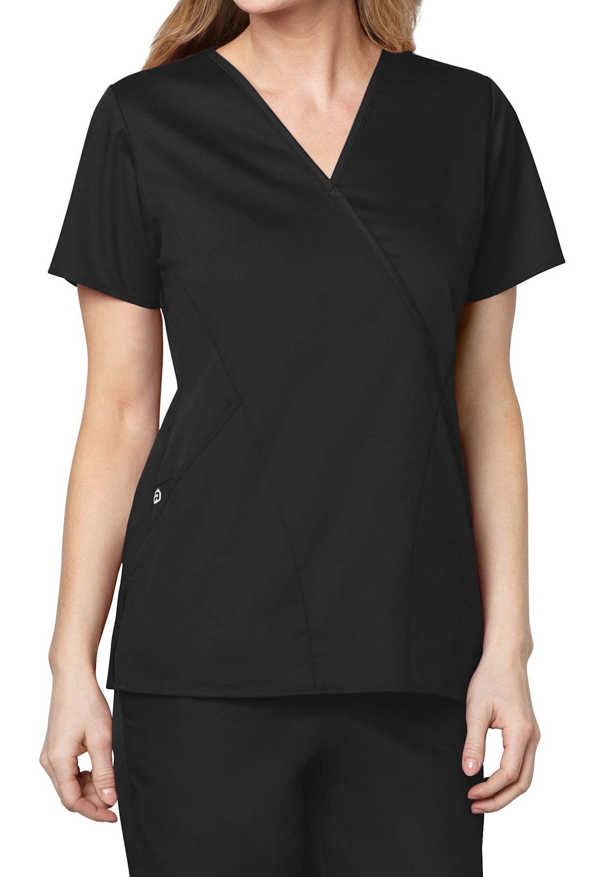 102 WonderWork Mock Wrap Scrub Top 