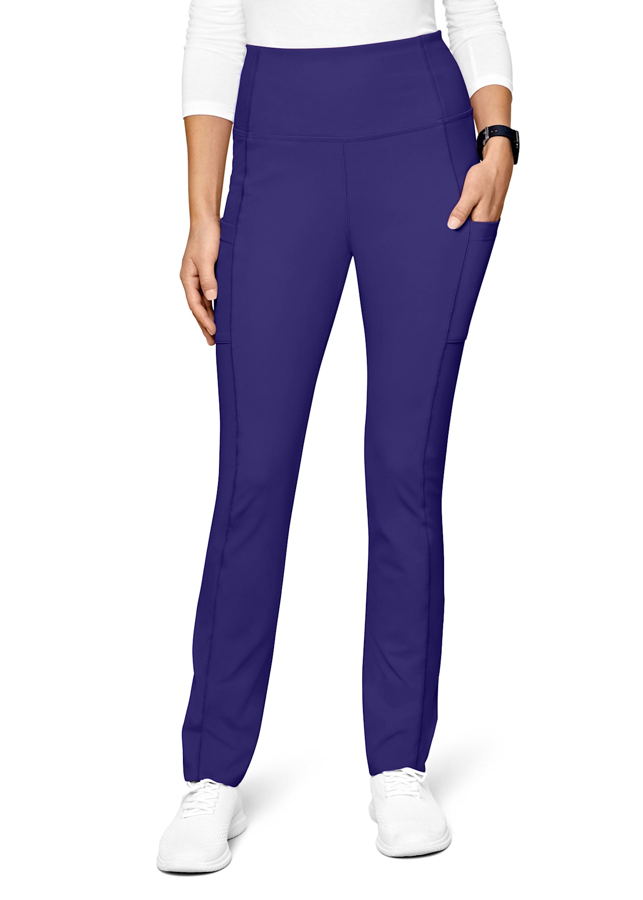  QBK Yoga Scrub Pants Women Mid Rise Yoga Work Pants- Five  Pocket Cargo Scrub Pant