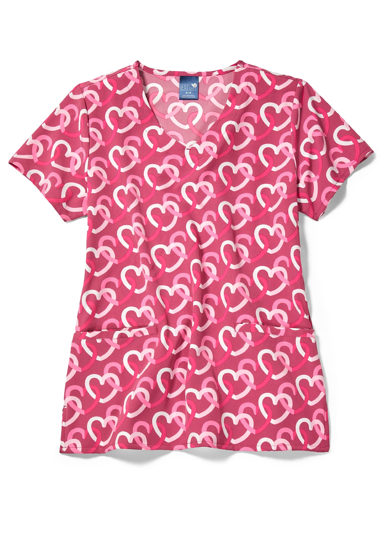 Heart Links V-Neck Print Top | Scrubs & Beyond