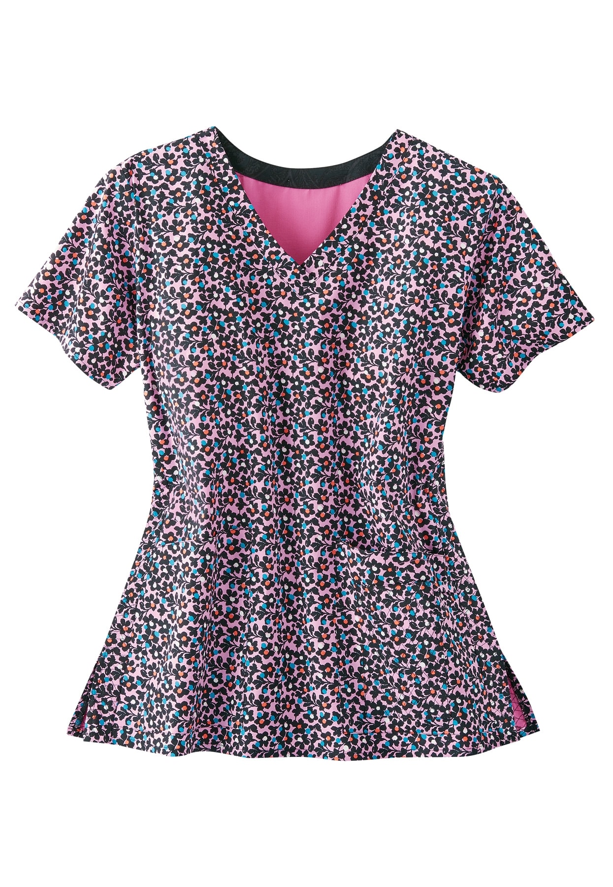 Vera Bradley Signature Floral Ditsy Dot Vneck Print Scrub Tops