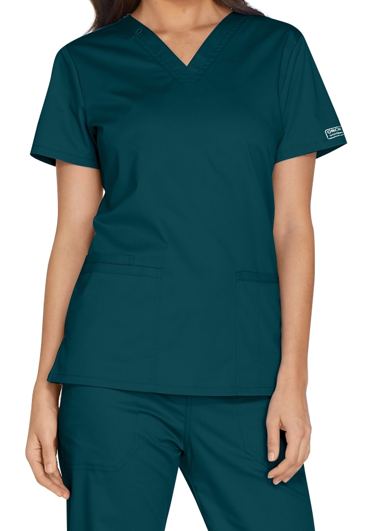 Cherokee Workwear Core Stretch V-Neck Top with Bungee Loop