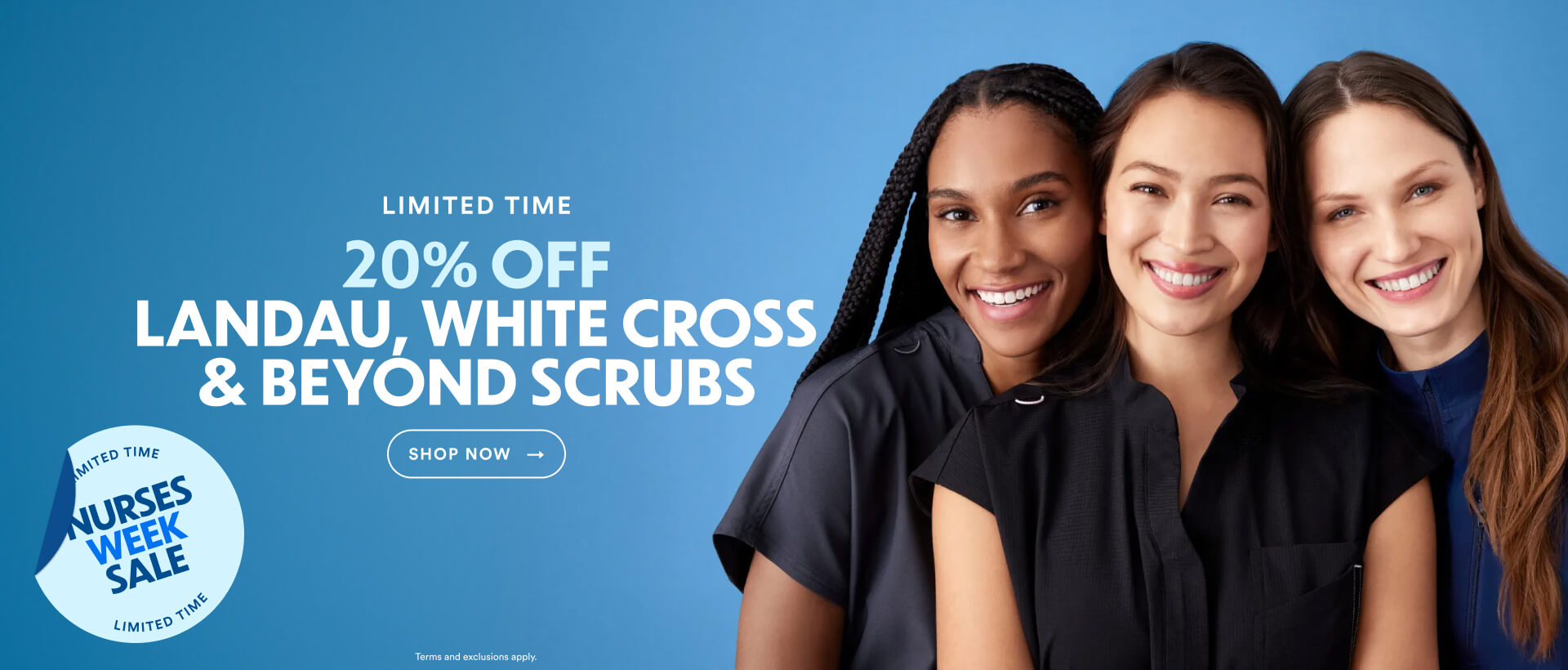 Limited Time Nurses Week Sale: 20% off Landau, White Cross, & Beyond Scrubs