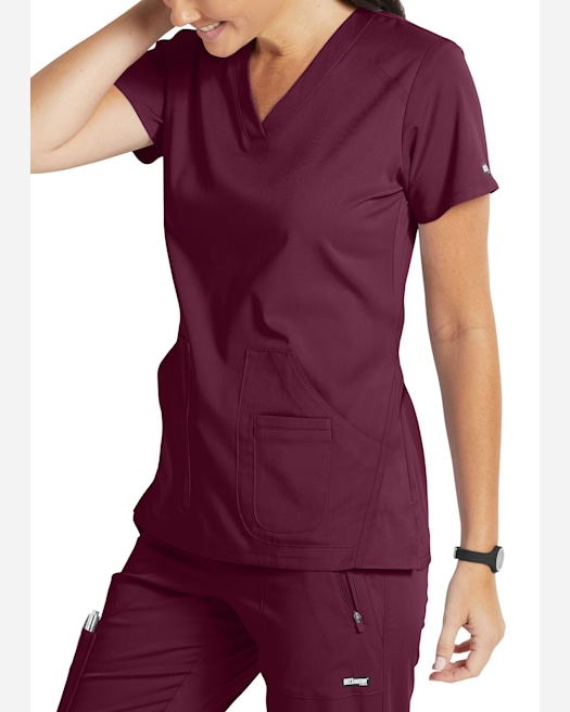 Carly 3-Pocket Curved V-Neck Scrub Top