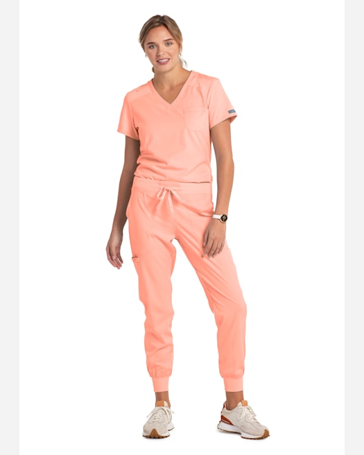 Med Couture Peaches Mid Rise Tapered Leg 4 Pocket Seamed Jogger