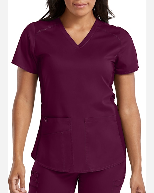 Peaches Double V Neck Scrub Top Scrubs Beyond