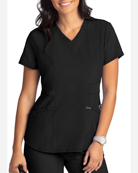 Cherokee iFlex Women Scrubs Top V-Neck Knit Panel CK641