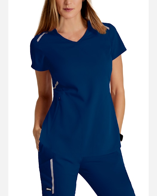 Medgear Maple Women's Stretch Scrub Set Snap Closure Chest Pocket