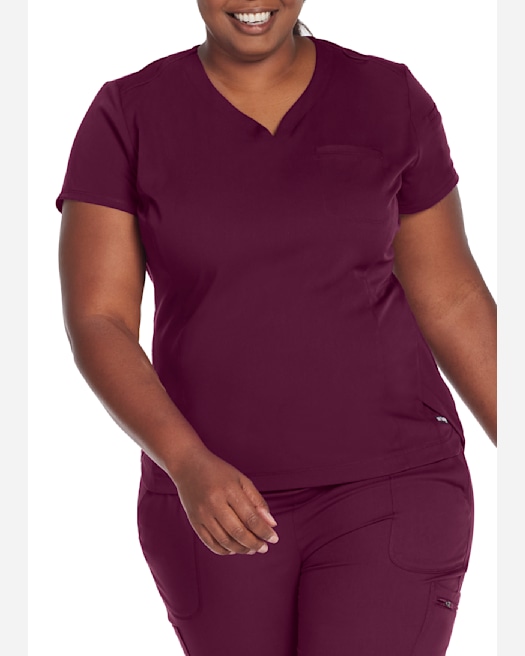 Grey's Anatomy™ Spandex-Stretch Carly 3-Pocket Curved V-Neck