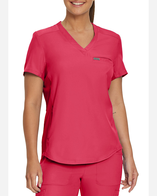 Scrubletics Women's V-Neck Athletic Kangaroo Pocket Scrub Top