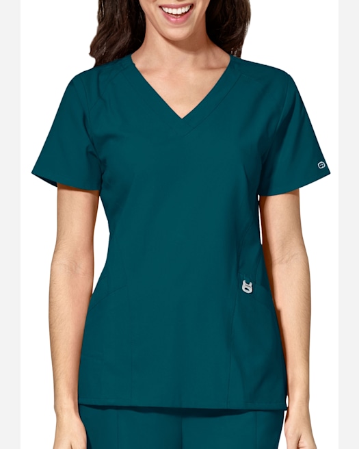 WonderWink Aero Curved Hem Notch Neck Scrub Top