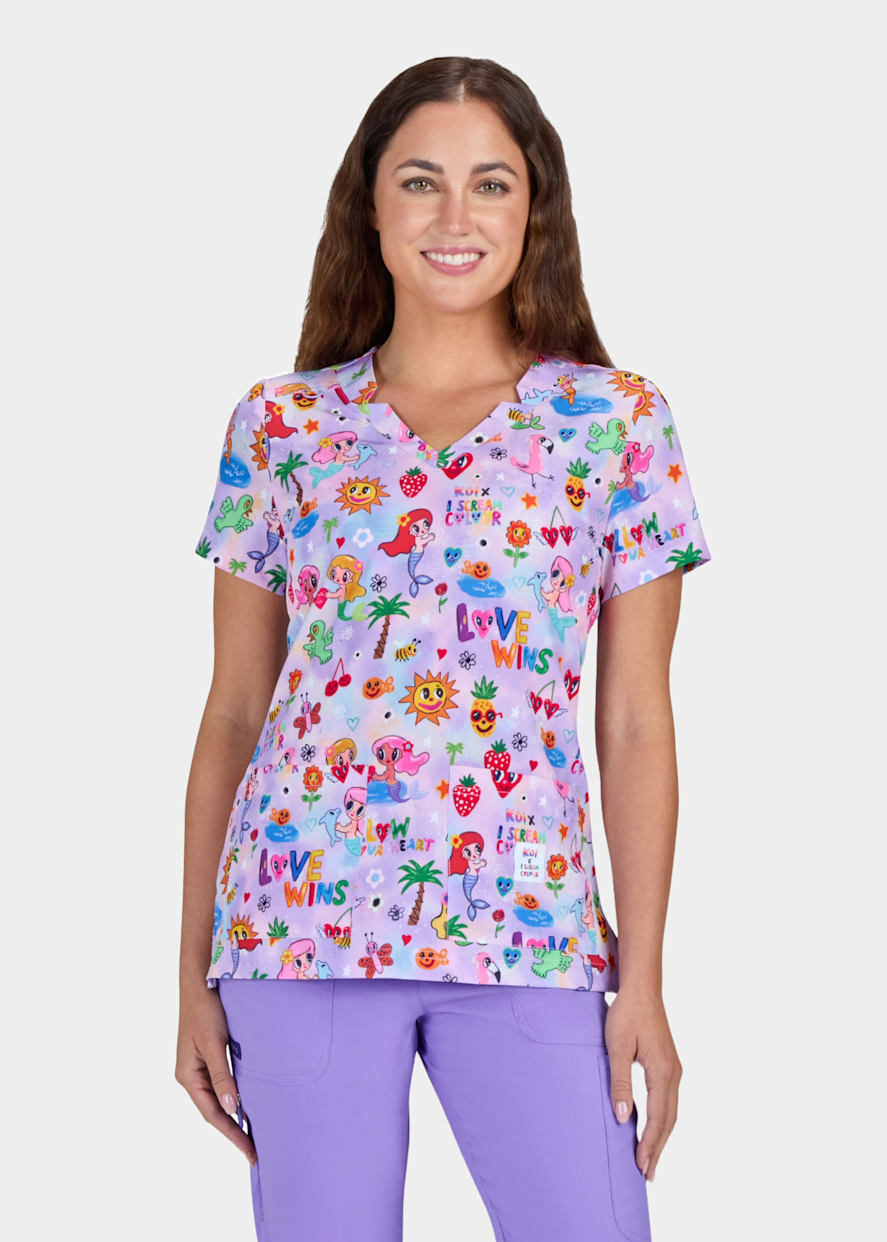 kureha⭐️36 Koi Lite Koi Lite Velora 2-Pocket V-Neck Iridescent Sage Print