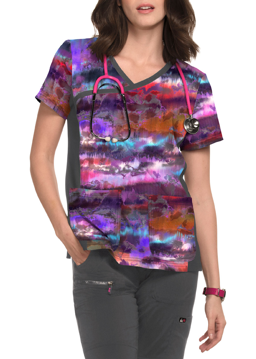 Smokey Tie Dye Elastic Waist Top Smokey Tie Dye Elastic Waist Top