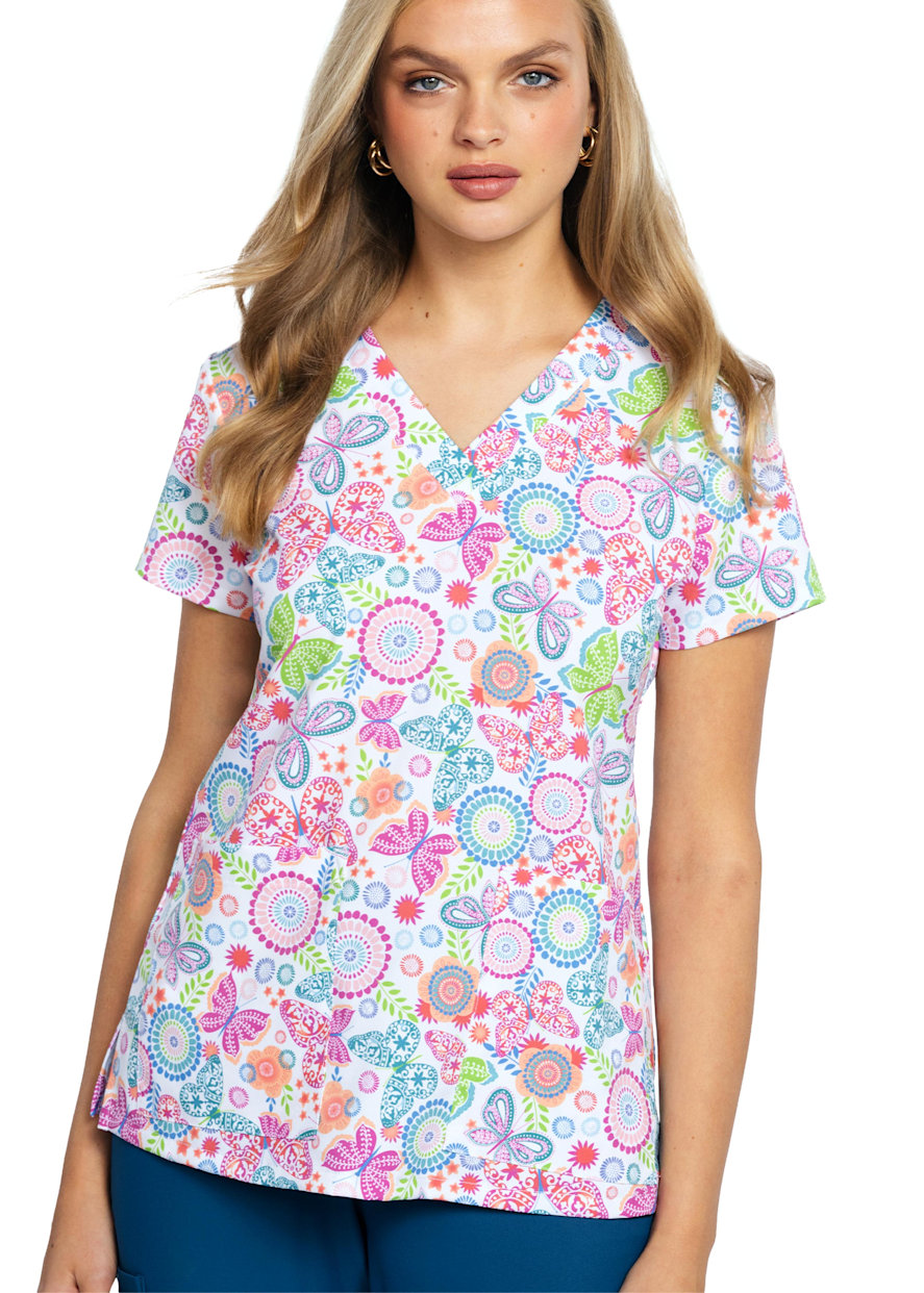 Med couture print scrub tops clearance