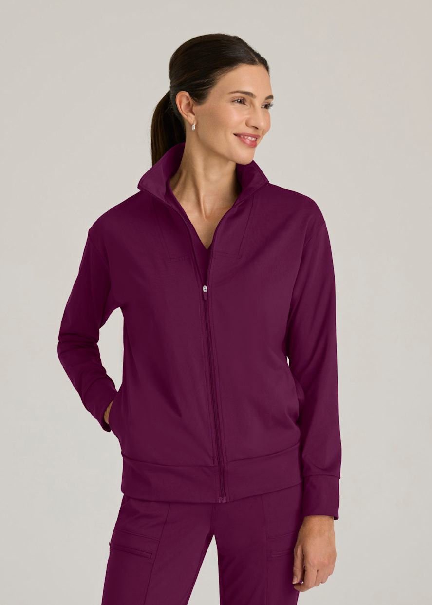 2-Pocket Mock Neck Zip Jacket | Scrubs & Beyond