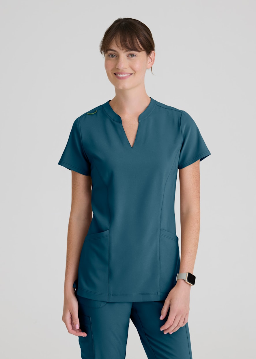 greys anatomy scrub dress Spandex Stretch Grey's Anatomy Spandex Stretch Kristi 2-Pocket Knit Collar with Zip-Front Closure Top sparkly gold outfit for christmas