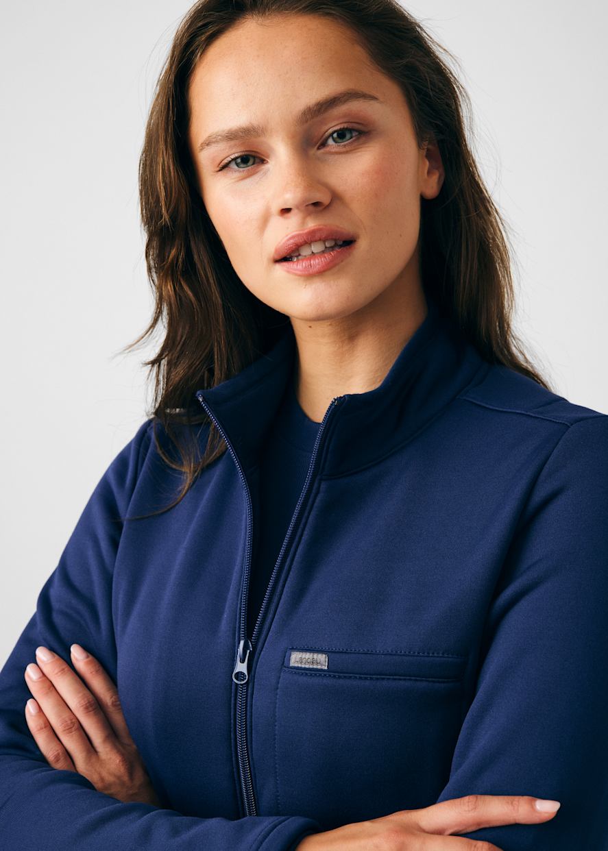 2-Pocket Mock Neck Zip Jacket | Scrubs & Beyond