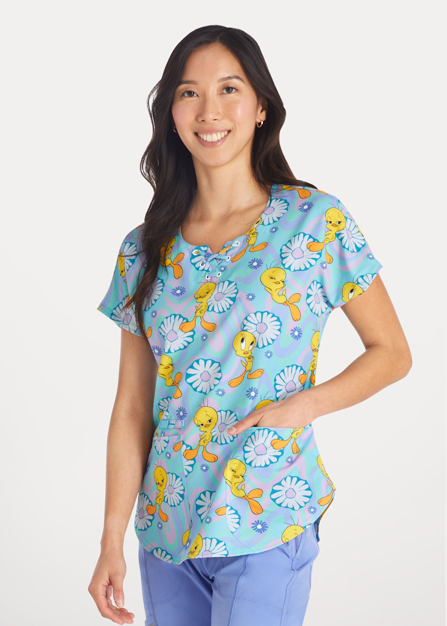 Magic Bambi V Neck Print Scrub Top Scrubs Beyond