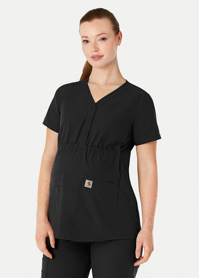 3-Pocket Rib Knit Waistband Cargo Maternity Scrub Pant