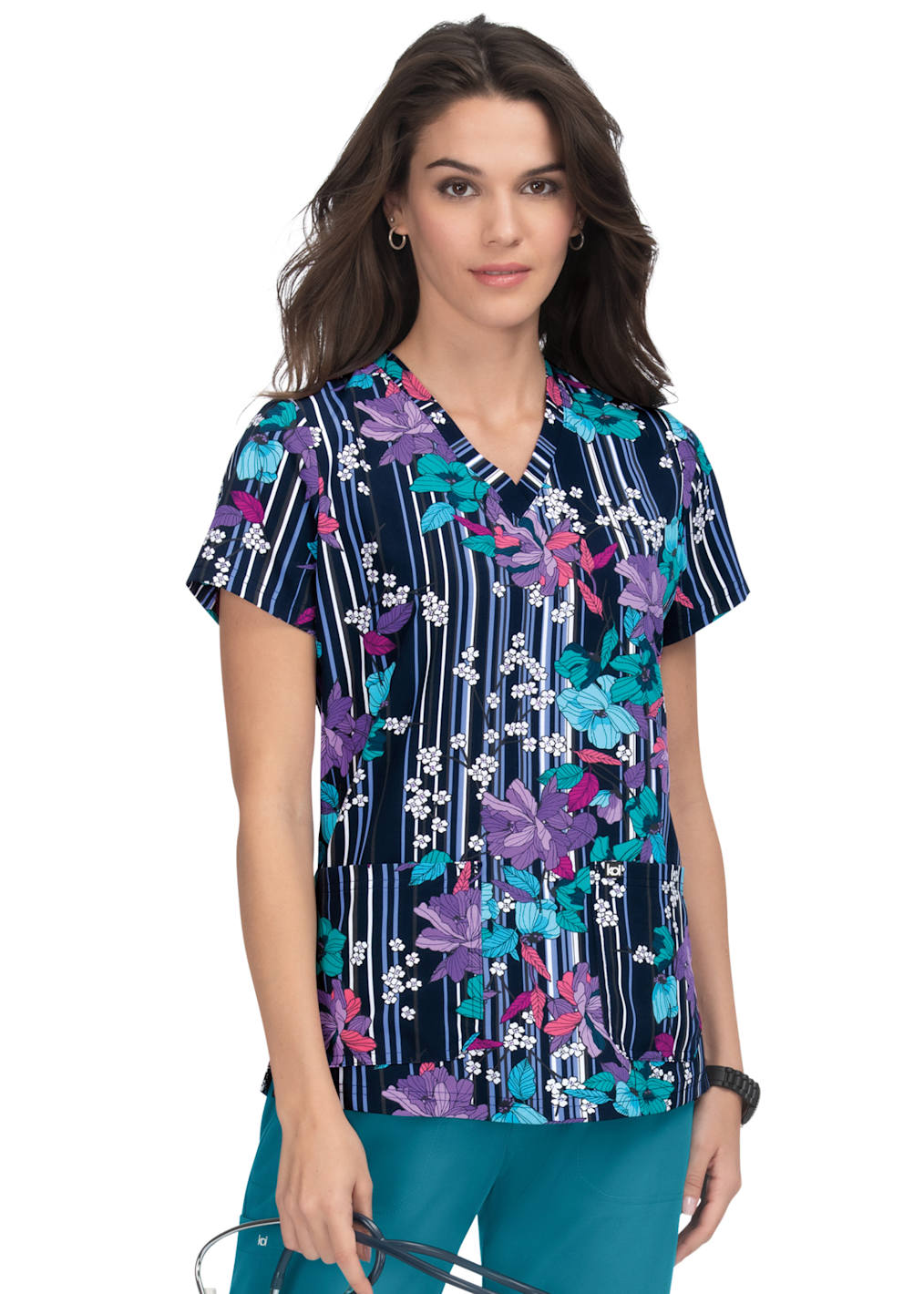 Layla Elegant Abstract Print V-Neck Top