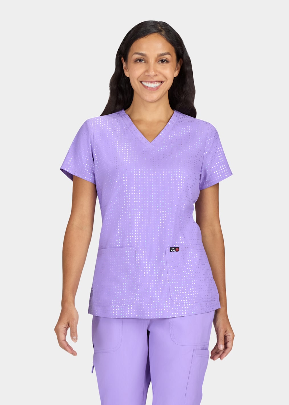 Tessa Lavender Iridescent Diamond Long Sleeve Foil Print Tee