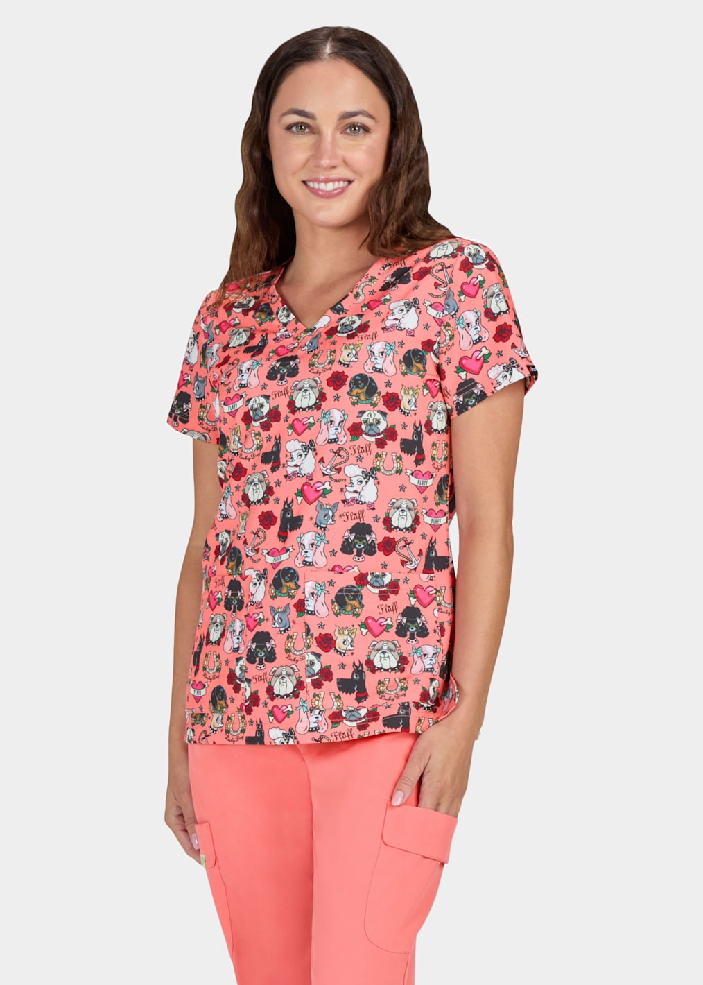Leslie Sugar Skull Cuties V-Neck Print Top