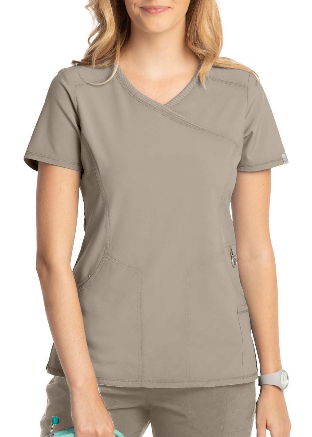 4-Pocket Rib Collar Neck With Ring Snap Closure Rib Knit Back Panel Top