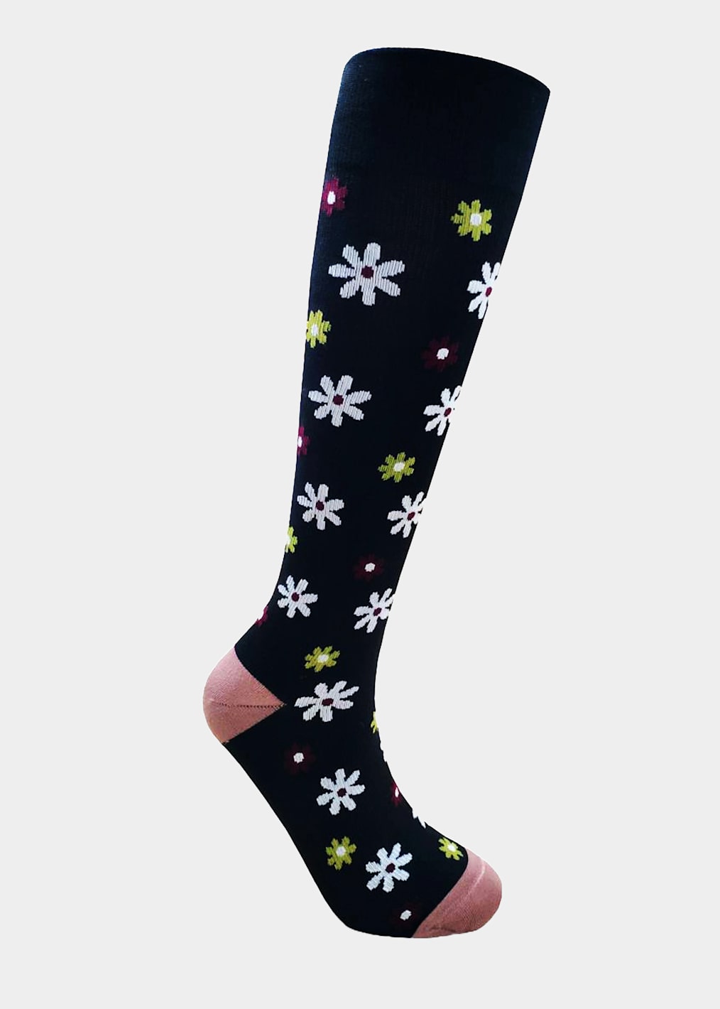 Animal Stripe Ivory Print Compression Socks