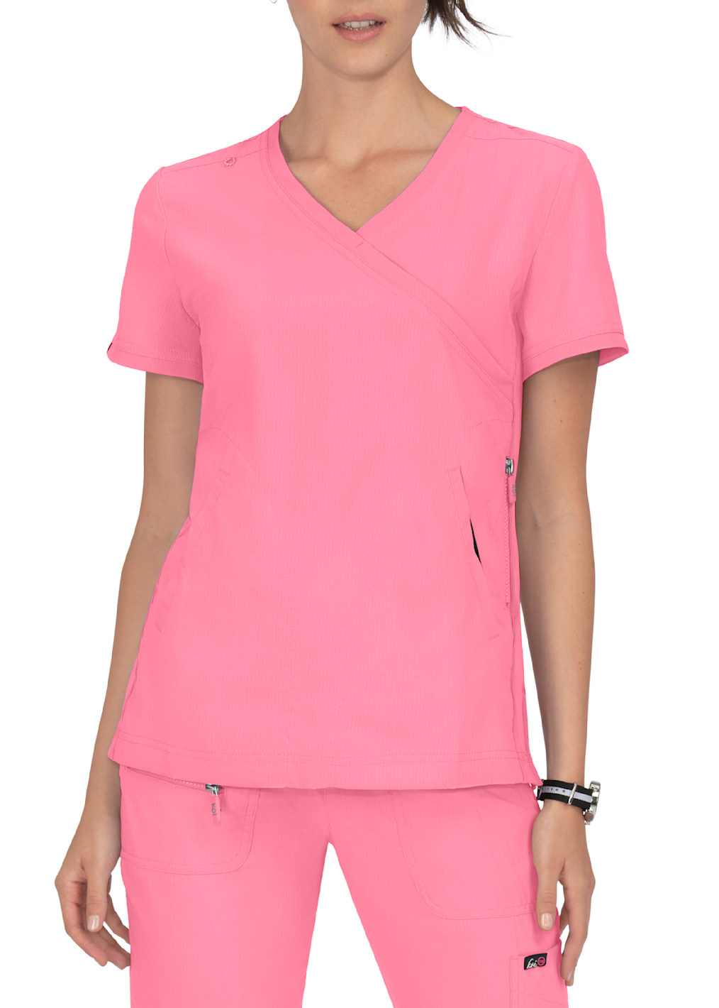 Serenity Double Zipper Neckline Ribbed Panel Top