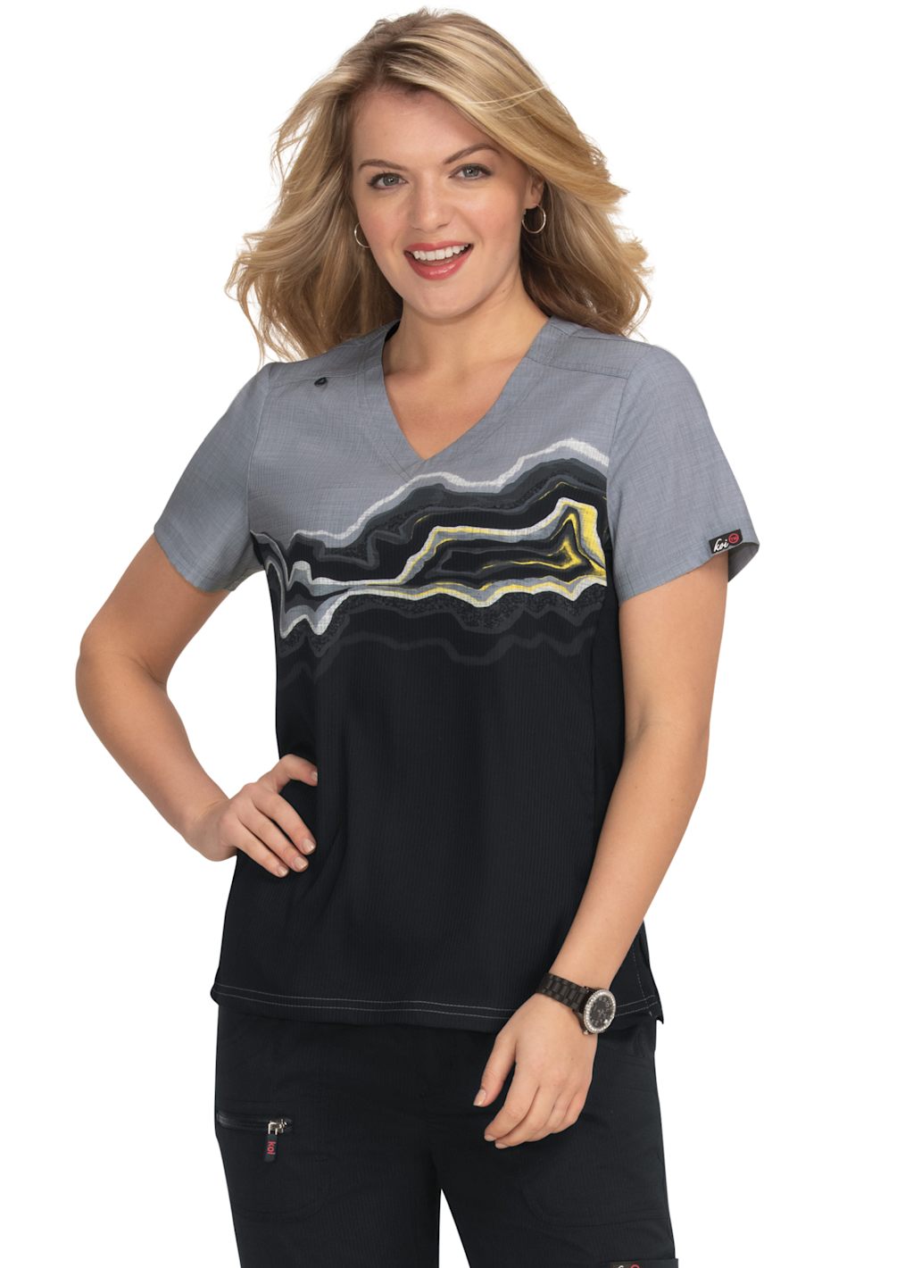 Layla Elegant Abstract Print V-Neck Top