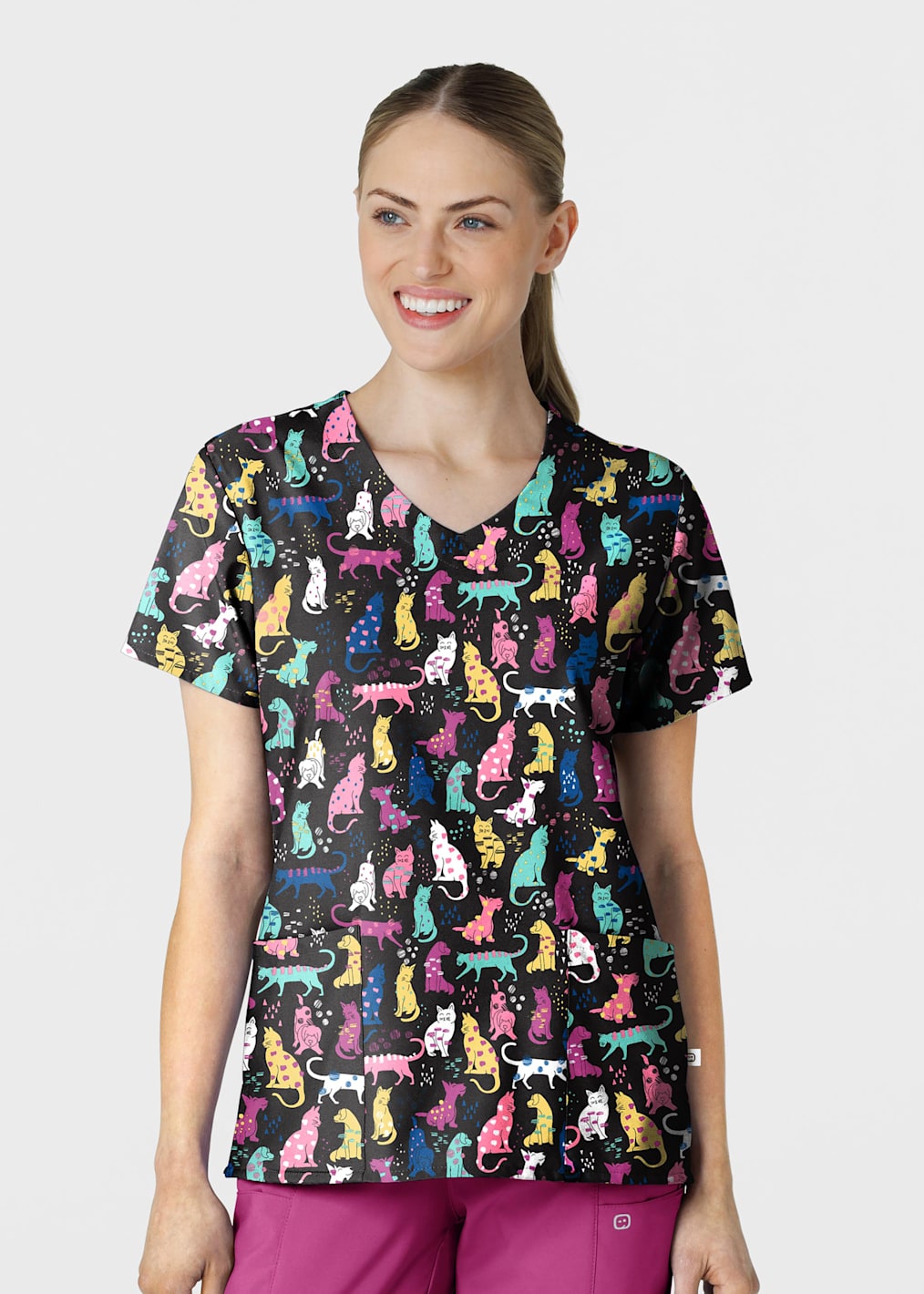 Artist Series Rosalie Purrmaids V-Neck Print Top