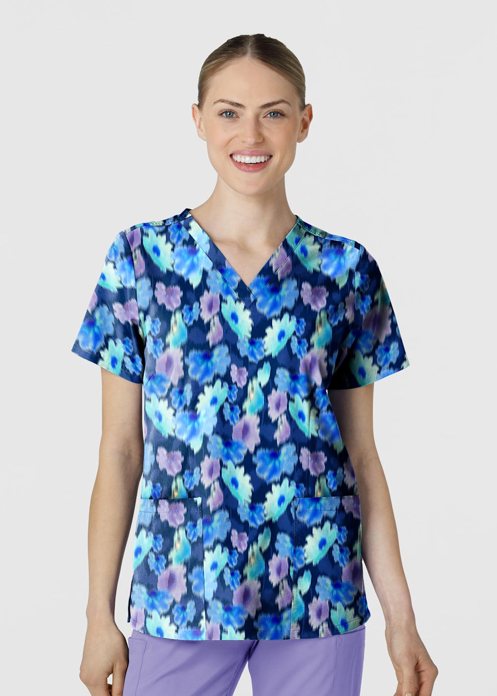 Early Energy Striped Floral V-Neck Print Top