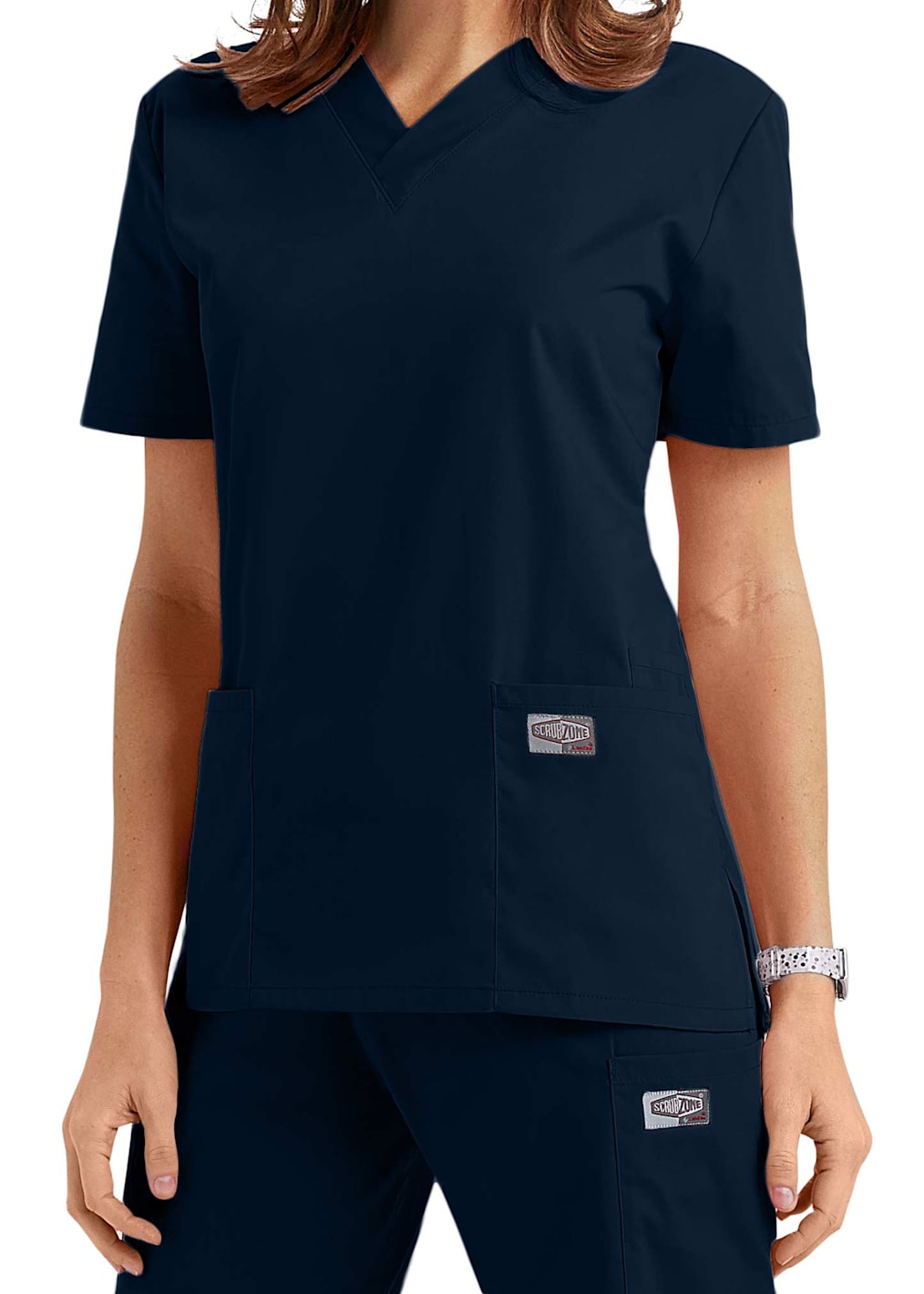 2 Pocket Curved Hem Sweetheart Neck Top