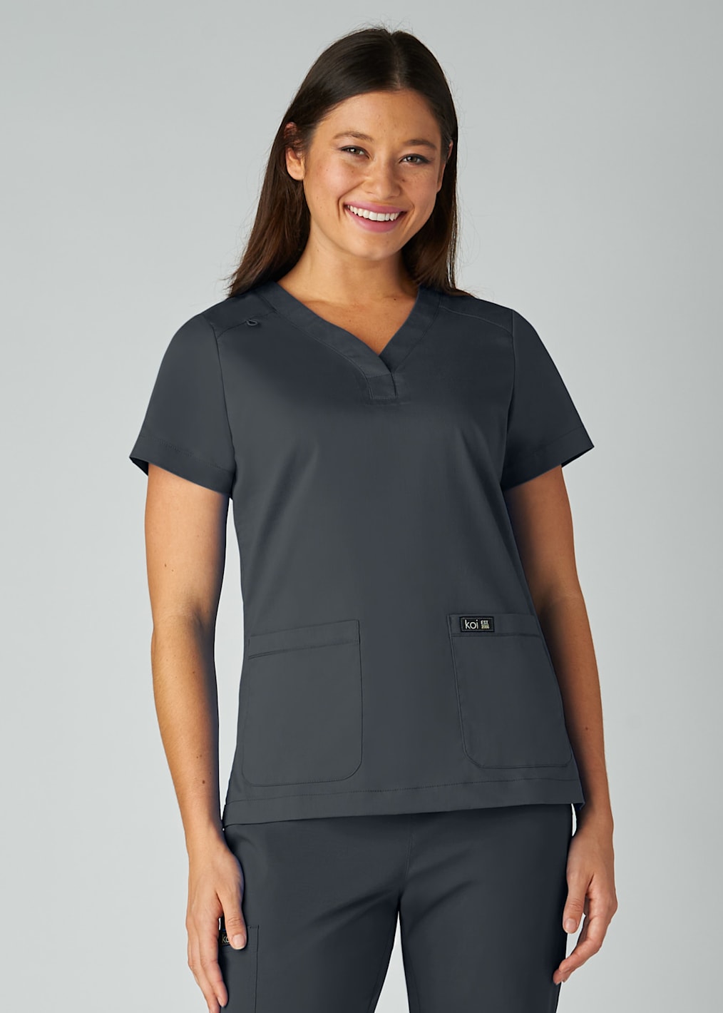 Gretchen 2-Pocket Notch-Neck Top w/ Badge Holder