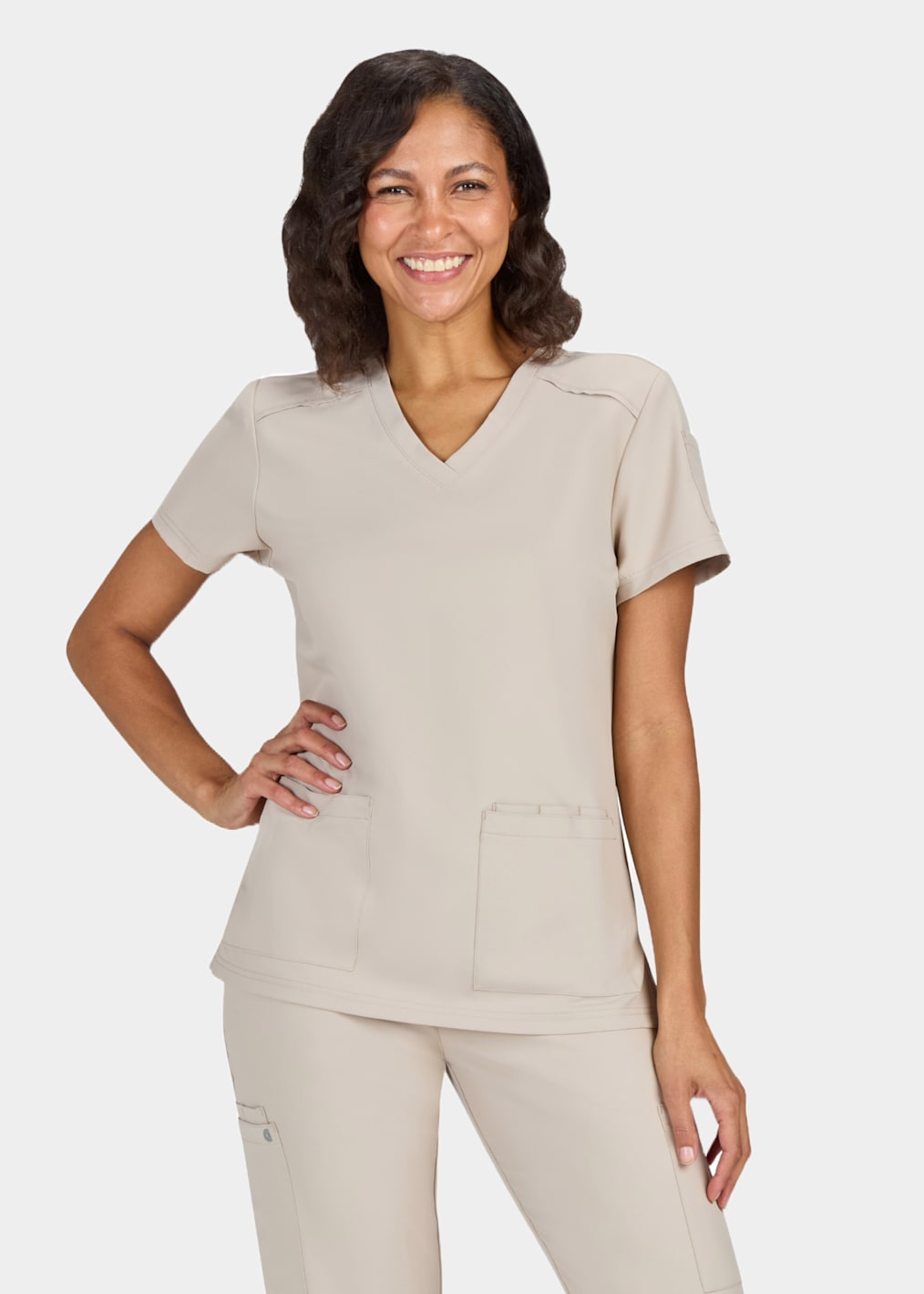 Enik 2-Pocket V-Neck Top