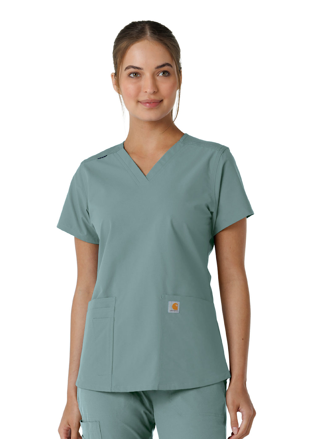 3-Pocket Notch Neck Knit Panel Top