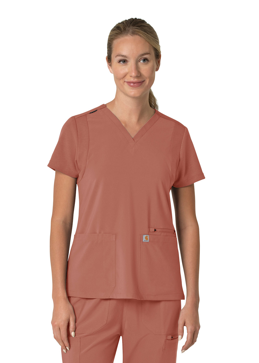 4-Pocket V-Neck Knit Panel Top