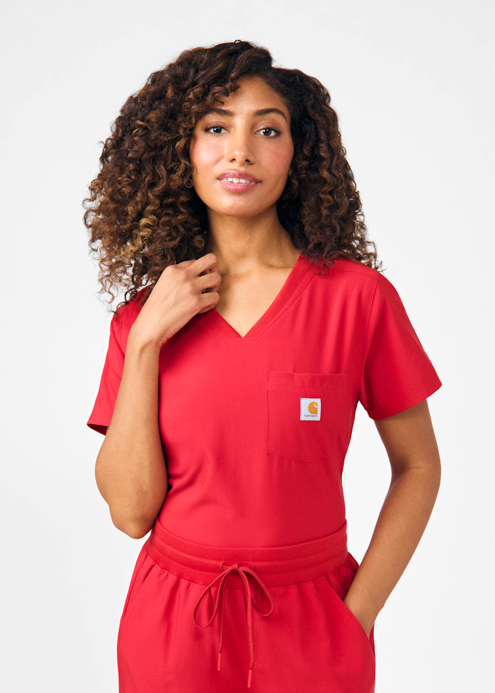 1-Pocket Crew Neck Long Sleeve Top