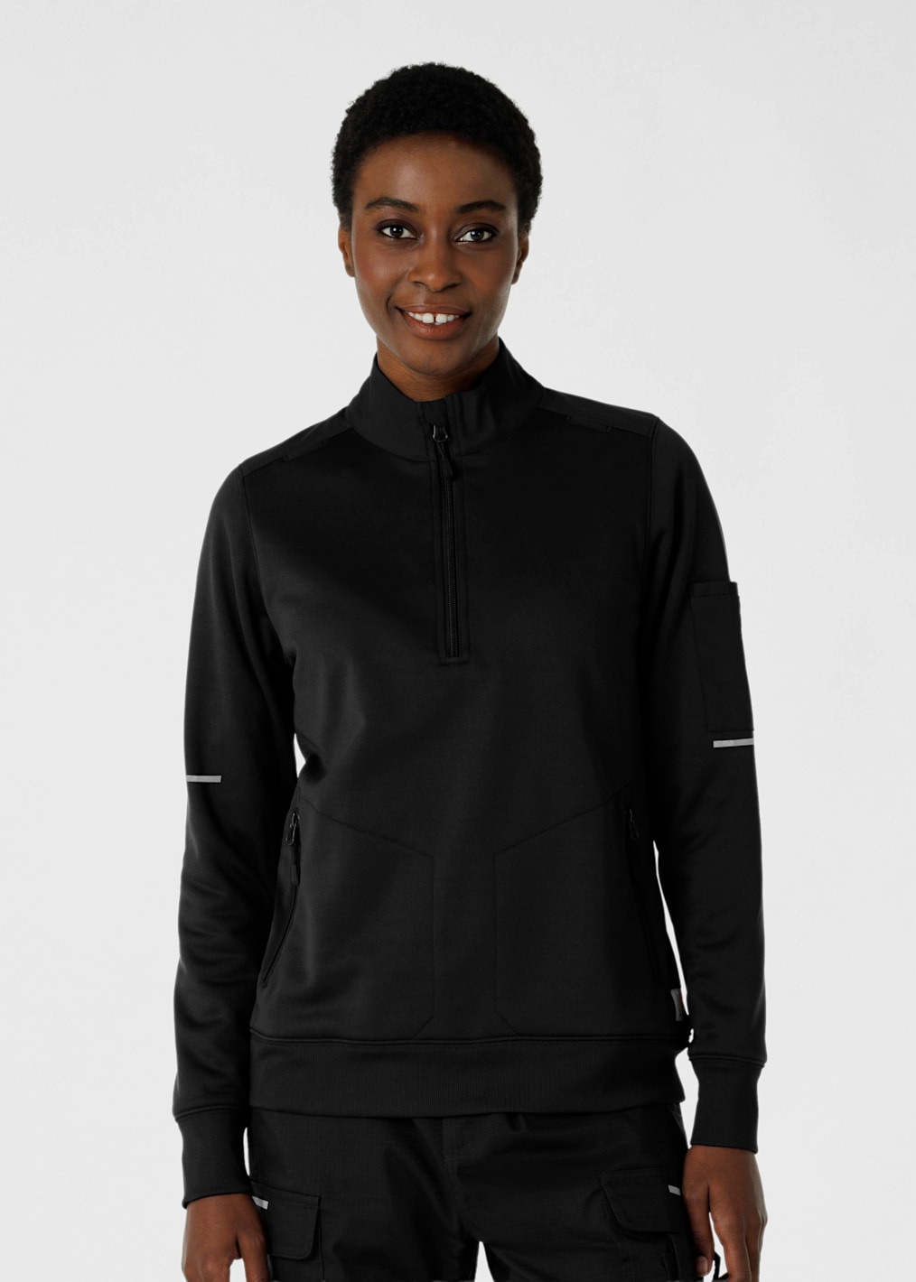1-Pocket Crew Neck Long Sleeve Top