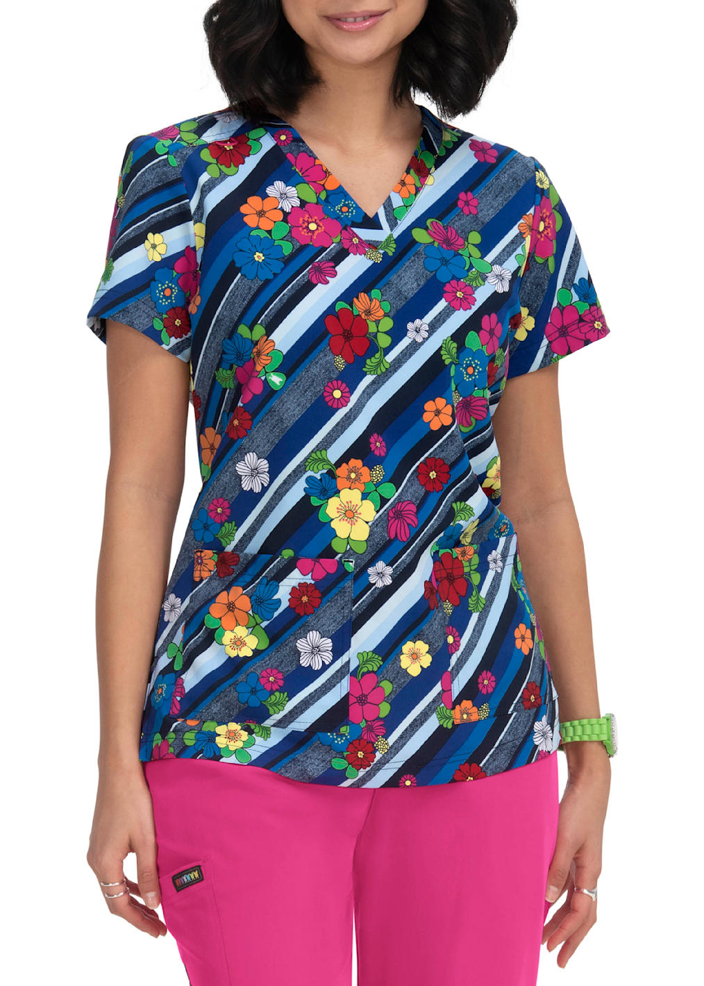 Layla Elegant Abstract Print V-Neck Top