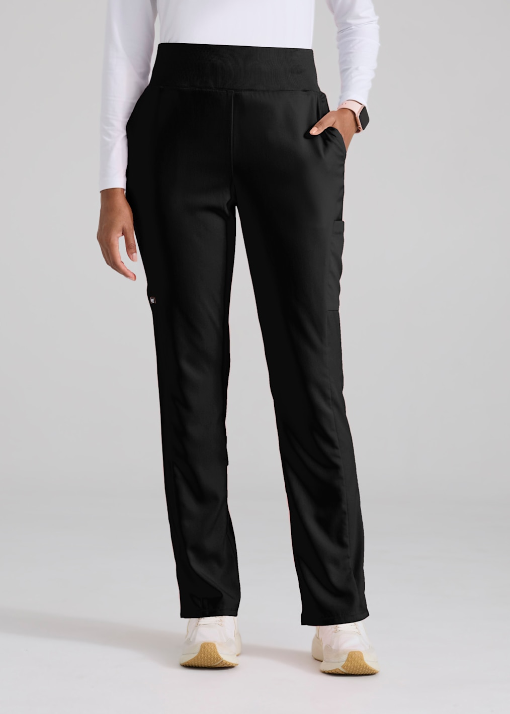 Avery 2-Pocket Banded Collar Notch Sleeve Top