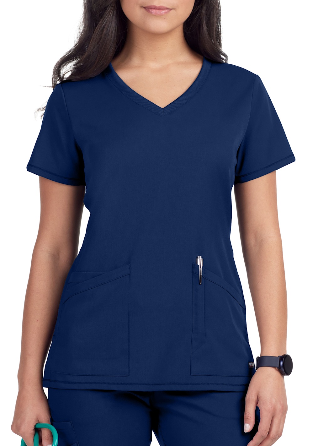 3 Pocket Round Neck Zip Front Scrub Jacket