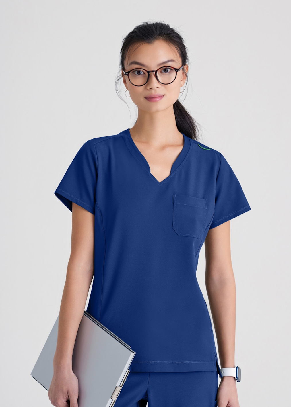 2-Pocket Zip-Neck with Collar Banded Waist Top