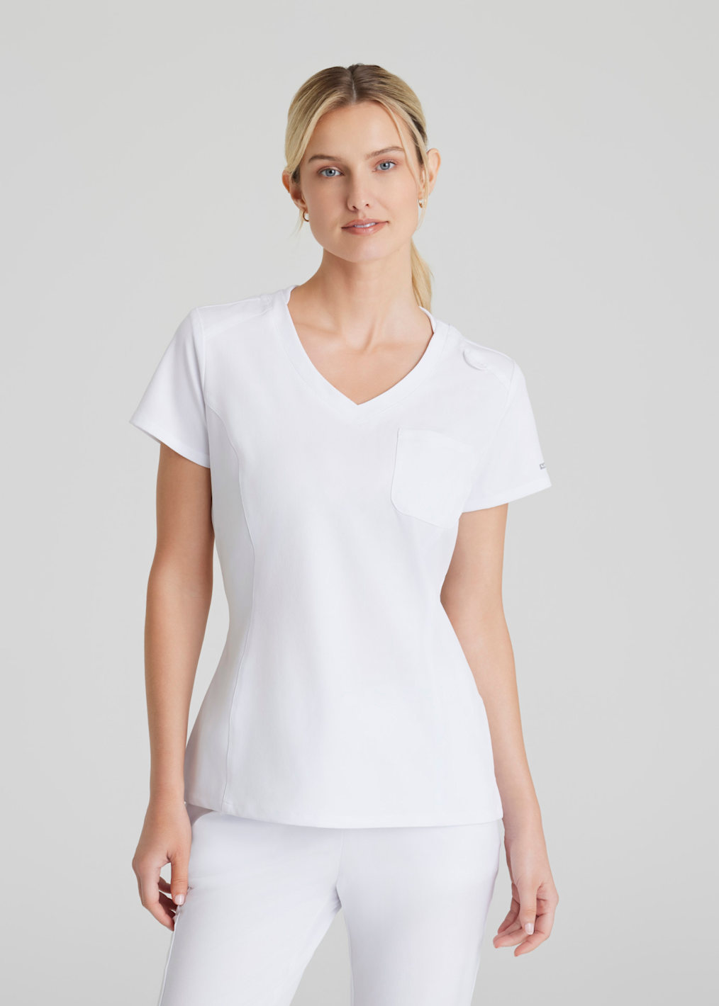 Coast 2-Pocket Banded Collar V-Placket Scrub Top