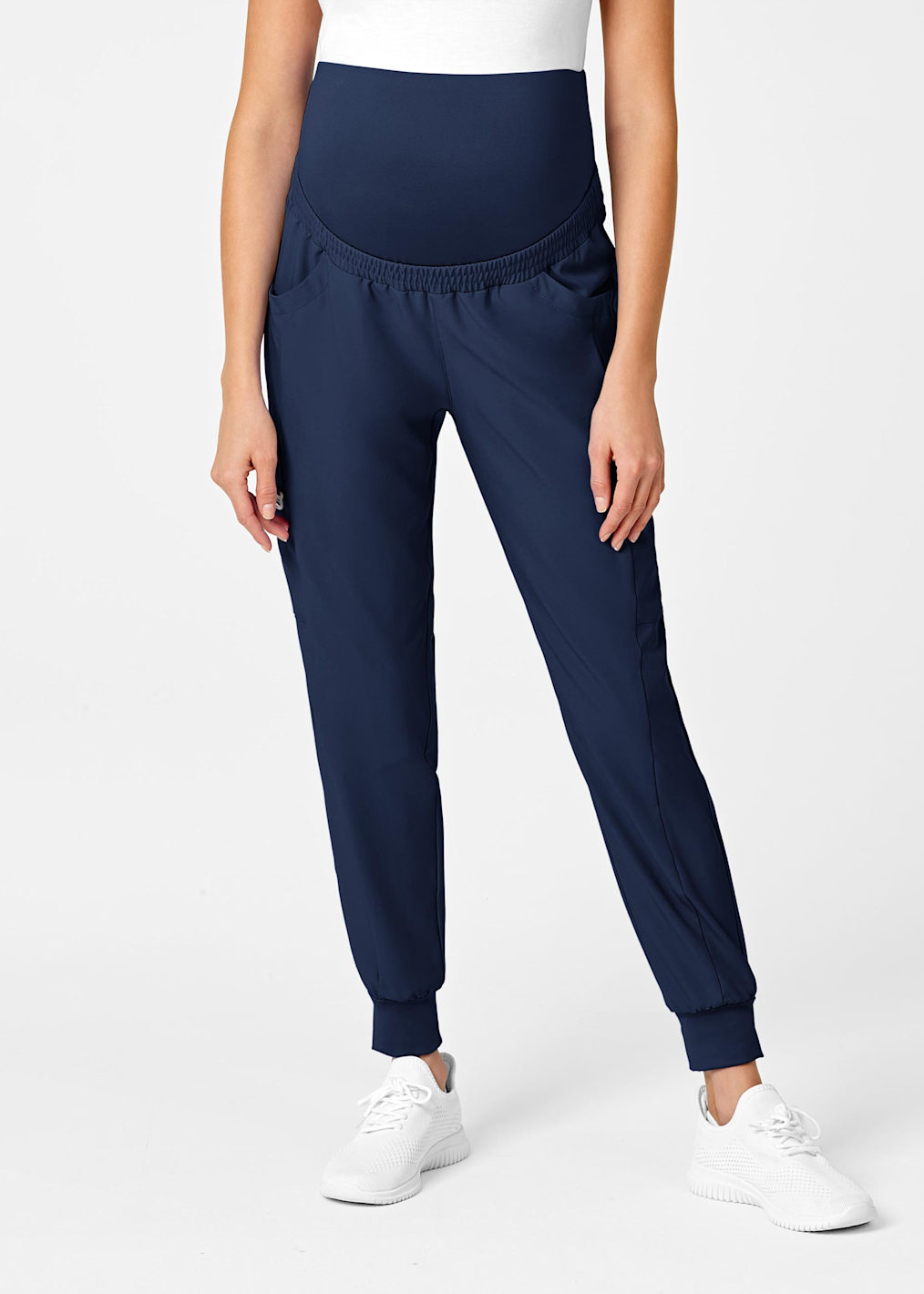 3-Pocket Rib Knit Waistband Cargo Maternity Scrub Pant