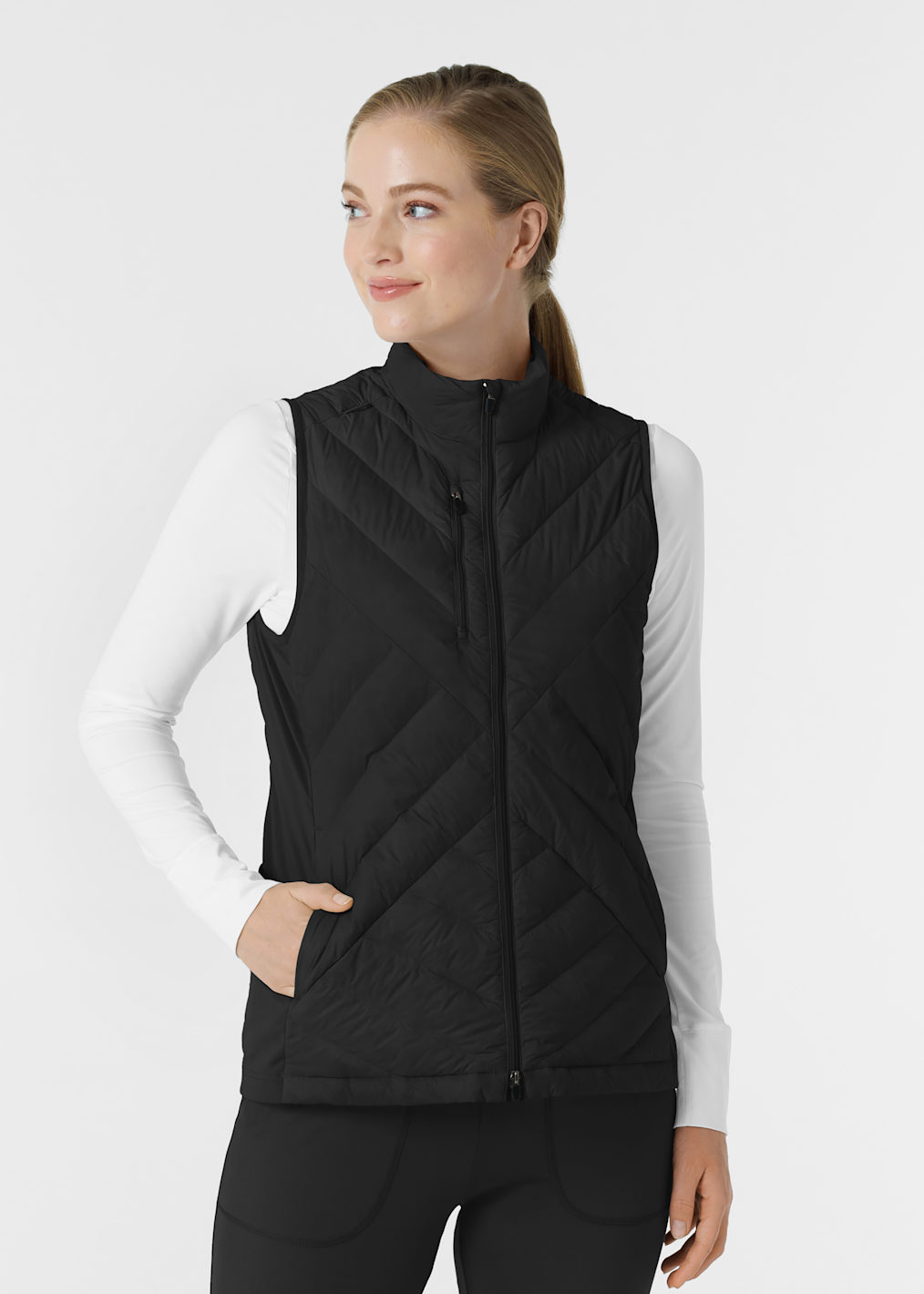 Alia 3-Pocket Zip-Front Bonded Fleece Vest