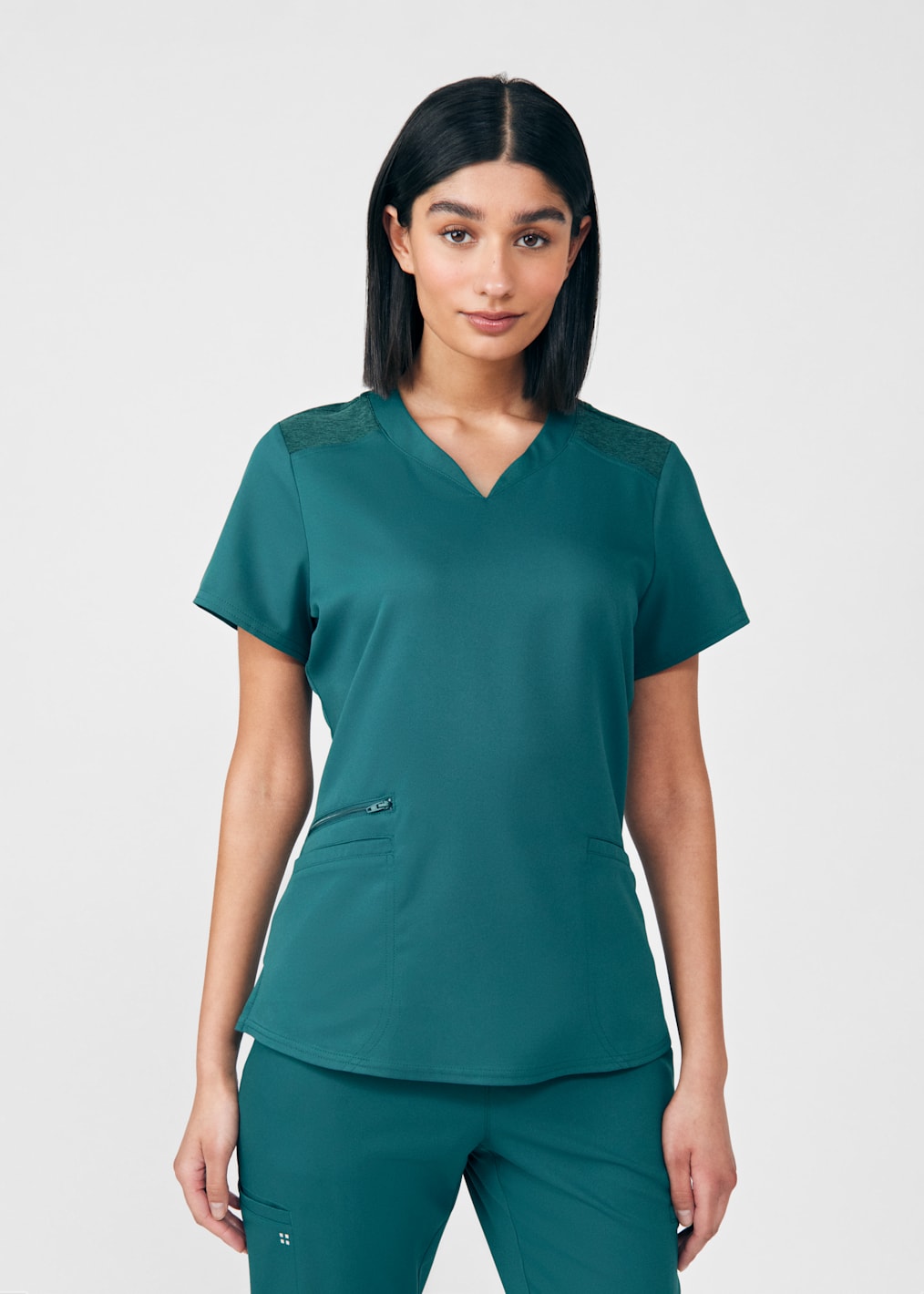 Coast 2-Pocket Banded Collar V-Placket Scrub Top
